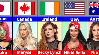 WWE Female Wrestlers Nationality  WWE Wrestlers Country Name [upl. by Feerahs]