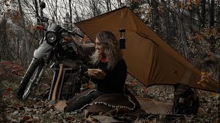 Solo Camping Beside My Motorcycle as a NEW Rider  Steak amp Eggs on the COALS [upl. by Fay]