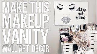 DIY Make up Canvas  Using Cricut  Rhinestone Canvas Art [upl. by Culley415]