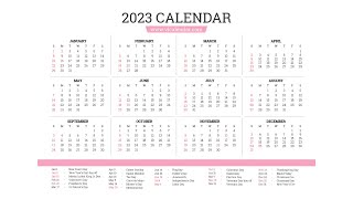 Printable Year 2023 Calendar Templates with Holidays  VL Calendar [upl. by Ogg]