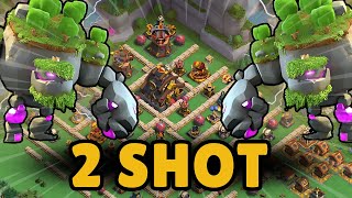 Capital Peak 2 Shots with Mountain Golem  Clan Capital  Clash of Clans [upl. by Atterual]