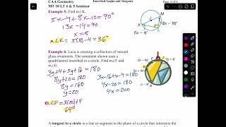 MT 10 LT 4 and 5 seminar part 2 inscribed angles and tangents ￼ [upl. by Fin537]