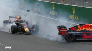 All The Angles Ricciardo and Verstappen Crash  2018 Azerbaijan Grand Prix [upl. by Boone]