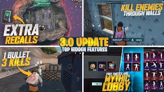 30 Update Top Hidden Features  3 Extra Recalls  New Super Powers  1 Bullet 3 Kills  Pubg Mobile [upl. by Fancy913]