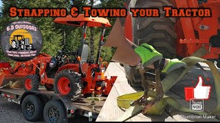 Kubota B2301 Towing and strapping down your tractor Pickup and Trailer Set Up [upl. by Ailedua]