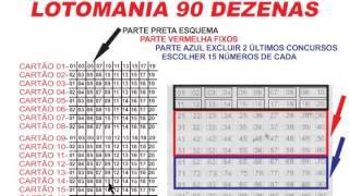 ESQUEMA COMPLETO GRÁTIS LOTOMANIA 90 DEZENAS 16 CARTÕES [upl. by Latihs420]