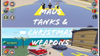 Maus Tank and Christmas Weapons Roblox Military Tycoon [upl. by Analah]