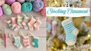 EASY CROCHET Mini Christmas Stocking Ornament BeginnerFriendly [upl. by Marcelia776]