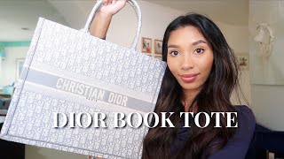 WHATS IN MY WORK BAG  LARGE DIOR BOOK TOTE REVIEW [upl. by Light]