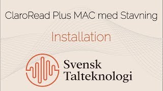 ClaroRead Plus MAC med Stavning  Installation [upl. by Davide]