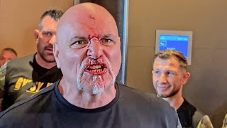 WILD BIG JOHN FURY LEFT BLEEDING after Tyson Fury amp Oleksandr Usyk team ALTERCATION [upl. by Toolis]