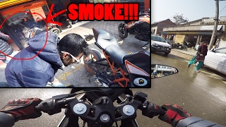 KTM RC 390 Engine Problem  Its Blowing Blue Smoke  Motovlog  Nepal [upl. by Kylah]