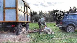 Off Grid life in a TrailerFirewood stockpiling Making a roof to the Shed [upl. by Stiruc100]