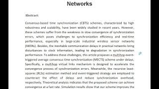 A Fast Convergence Scheme for Distributed Consensus Time Synchronization Using Multihop Virtual Link [upl. by Dewey]