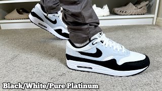 Nike Air Max 1 Black White Pure Platinum Reviewamp On foot [upl. by Gally530]