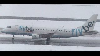 flybe Embraer ERJ175200STD GFBJJ takeoff during heavy snowfall Berlin Tegel [upl. by Eniruam]