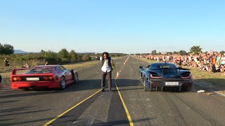 Rimac Nevera vs Ferrari Drag Race amp Burnouts [upl. by Mathilda]