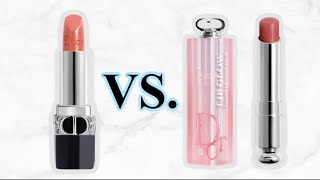 Dior Addict Lip Glow Balm Rosewood vs Dior Rouge Lip Balm Satin Chérie 525 [upl. by Eirrac]