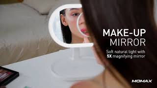 MOMAX  QLed Mirror with Wireless Charging Speaker  Unboxing ENG [upl. by Nyladnar]