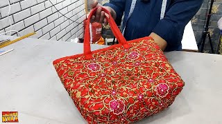 How To Make Bag at Home With Old Clothes  Beautiful Bag Design Cutting and Stitching [upl. by Lobiv969]