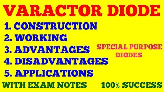 VARACTOR DIODE  CONSTRUCTION WORKING ADVANTAGES DISADVANTAGES OF VARACTOR DIODE  EXAM NOTES [upl. by Saunders]