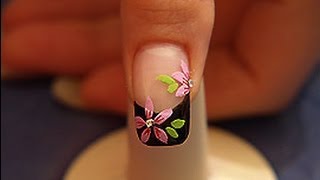 Flower design with nail lacquer and strass stones [upl. by Ymassej]