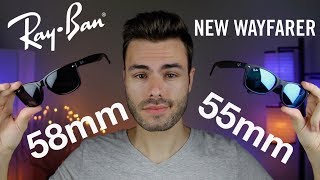 RayBan New Wayfarer Size Comparison 55mm vs 58mm [upl. by Notwal]