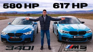 Tuned BMW F30 340i vs M5 Competition DRAG RACE [upl. by Graner]