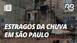 SP Chuva intensa danifica canteiro de obras no centro  Manhã Bandeirantes [upl. by Row]