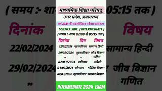 Intermediate up board exam time table 2024 science side  up board exam time table 2024  upmsp [upl. by Ybbor156]