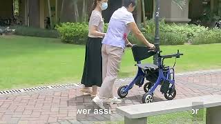 Liteweight Transport Power Chair 4 Wheel Foldable Electric Rollator Walker 4 In 1 for Senior Citizen [upl. by Ecidnacal]