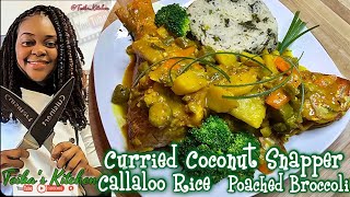 Curried Coconut Fish ☆ Callaloo Rice ☆ Poached Broccoli  Teikas Kitchen [upl. by Nanreit]