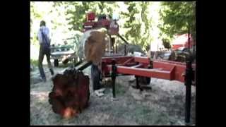 WoodMizer Lt 35 Manual Mill Safety Video Log Rolling Off Mill Near Miss [upl. by Chlores]