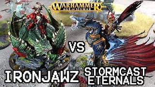 IRONJAWZ vs STORMCAST ETERNALS 2000 pts  Warhammer Age of Sigmar Battle Report matched play [upl. by Ceporah75]