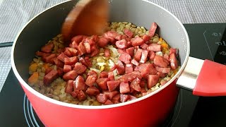 ARROZ COM LENTILHA E CALABRESA  Comida Caseira [upl. by Nnire]