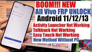 All Vivo FRP BypassUnlock Android 111213 Without Pc  Vivo FRP Activity Launcher Not Working [upl. by Rahs]