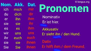 Übungen zu den Pronomen Nominativ Akkusativ Dativ Genitiv Tabelle Beispiele Mix mich mir [upl. by Anniram]