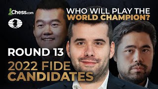 2022 FIDE Candidates  Can Hikaru or Ding Pull Ahead In CLEAR Second Place  R1314 [upl. by Walrath337]