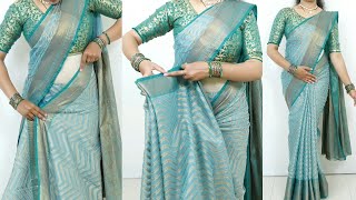 Beginners saree draping tutorial  easy saree draping with perfect pleats  sari draping idea [upl. by Mozelle]