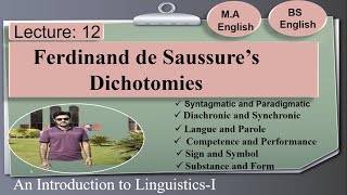 Ferdinand de Saussures Dichotomies in Linguistics  Lecture 12  UrduHindiEnglish [upl. by Khoury]