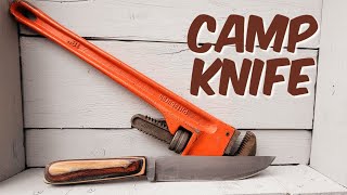 MAKING A CAMP KNIFE FROM A PIPE WRENCH FULL VIDEO [upl. by Eirellav]