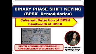 UNIT3 L4  BPSK Detection  BPSK Demodultion  Bandwidth of PSK [upl. by Bully]