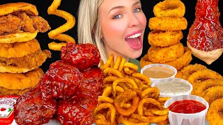 ASMR MUKBANG Spicy Jalapeno Chicken Sandwich Curly Fries Dill Dip Crispy Onion Rings Coleslaw 먹방 [upl. by Lorant]