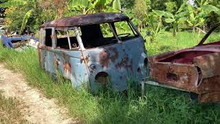 60 year old Porsche 356 Volkswagen Bullis and Ovalis on a junkyard in Thailand [upl. by Enyr922]