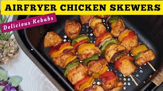 Air fryer Chicken Skewers Kebab with Vegetables Chicken Breast Bites Kabobs [upl. by Athalie]