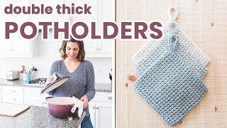 How to Crochet Potholders  double thick [upl. by Sutelc207]