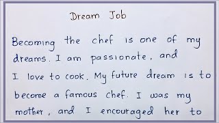 Dream job  How to write an essay about a dream job   chef  Niftys English [upl. by Shelbi]