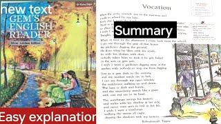 Poem Vocation  Summary  class 5newgemsenglishreader silver Jubilee edition [upl. by Xyla838]