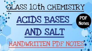 Acid Bases and Salt class 10 Science hand Notesl Full explanation NCERT best notes class 10 Science [upl. by Glendon574]