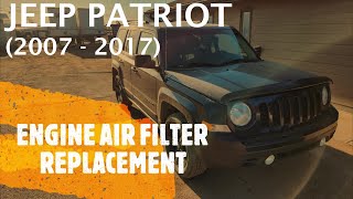 Jeep Patriot  ENGINE AIR FILTER REPLACEMENT  REMOVAL 2007  2017 [upl. by Streeto910]